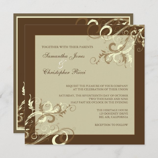 PixDezines VANILLA SWIRLS/CAFE AU LAIT Invitation (Front/Back)