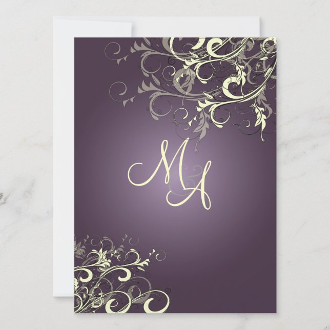 PixDezines Vanilla Swirls/DIY Dark Purple Bckgrnd Invitation (Front)