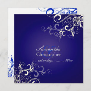 PixDezines Vanilla Swirls/Royal Blue Background Invitation