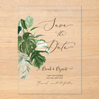 PixDezines Variegated Monstera n Tropical Foliage Acrylic Invitations