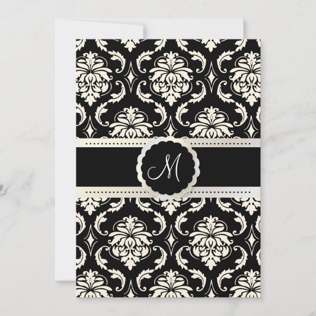 PixDezines Vendome Damask / Black + White 5x7 Invitation (Front)