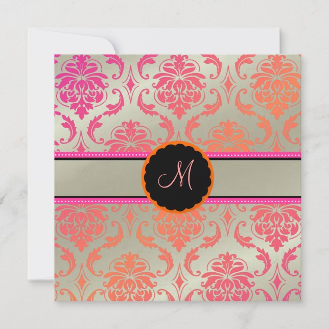 PixDezines Vendome Damask /Passion Pink Invitation (Front)