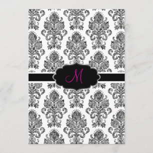 PixDezines Victorian Damask/Black+White/DIY colour Invitation