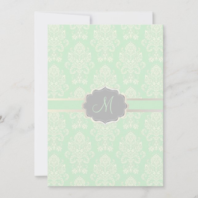 PixDezines Victorian Damask/seafoam/DIY colour Invitation (Front)