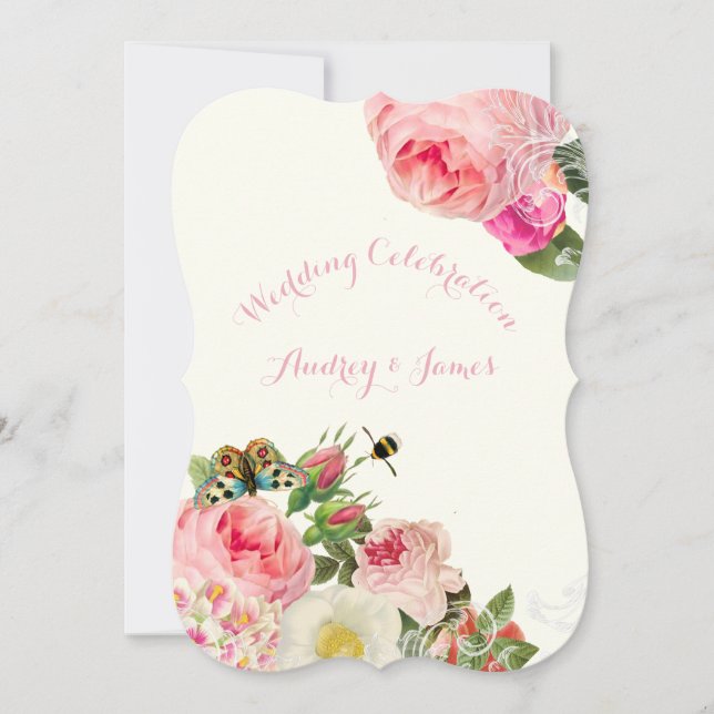 PixDezines victorian roses/peonies Invitation (Front)