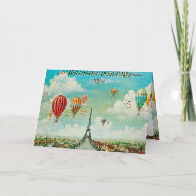 PixDezines vintage balloons/eiffel/paris Card (Front)