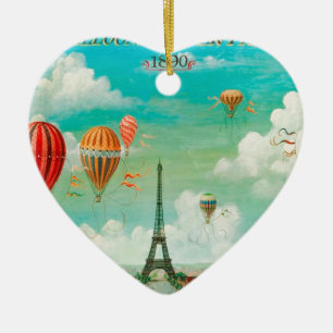 PixDezines vintage balloons/eiffel/paris Ceramic Ornament