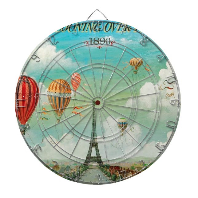 PixDezines vintage balloons/eiffel/paris Dartboard (Front)