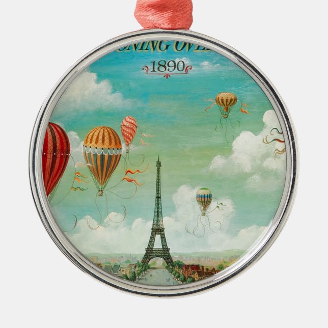 PixDezines vintage balloons/eiffel/paris Metal Ornament (Front)
