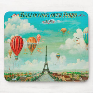 PixDezines vintage balloons/eiffel/paris Mouse Pad