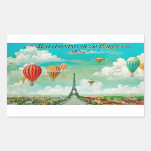 PixDezines vintage balloons/eiffel/paris Rectangular Sticker