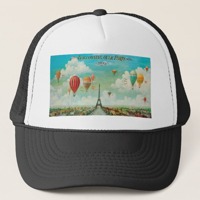 PixDezines vintage balloons/eiffel/paris Trucker Hat (Front)