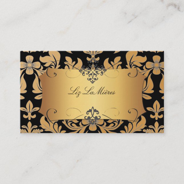 PixDezines vintage baroque damask Business Card (Front)