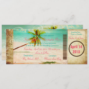 PixDezines Vintage Beach Boarding Pass Invitation