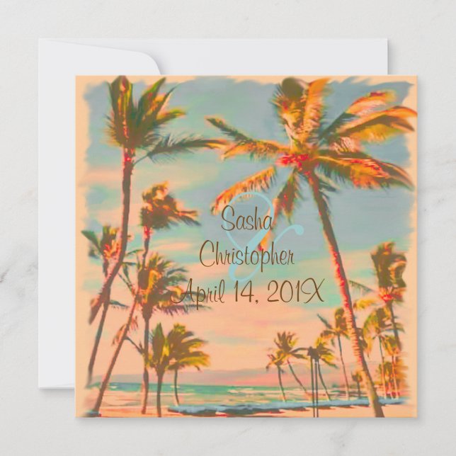PixDezines Vintage Beach Scence/Aloha/Luau Invitation (Front)