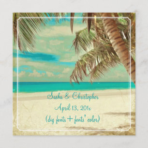 PixDezines vintage beach, tropical paradise Invitation