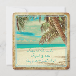 PixDezines vintage beach, tropical paradise Invitation