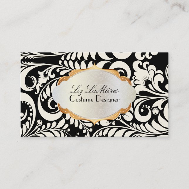 PixDezines vintage bellissimo damask Business Card (Front)