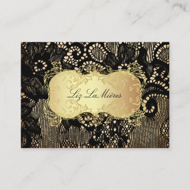PixDezines VINTAGE BLACK LACE/FAUX PARCHMENT Business Card (Front)