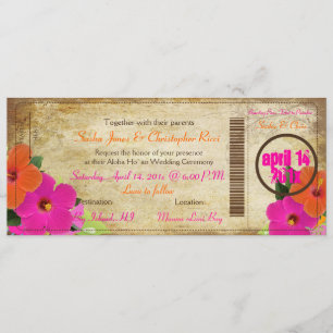 PixDezines vintage boarding pass/hibiscus Invitation