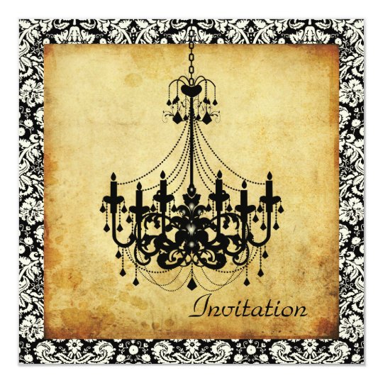 PixDezines Vintage Chandelier+damask borders Card
