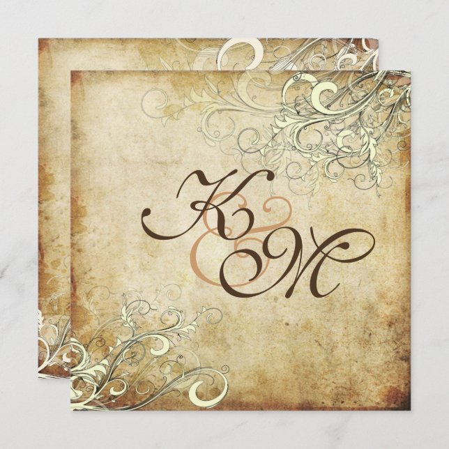 PixDezines VINTAGE CREAM SWIRLS/FAUX PARCHMENT Invitation (Front/Back)