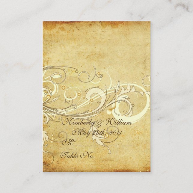 PixDezines vintage cream swirls place cards (Front)
