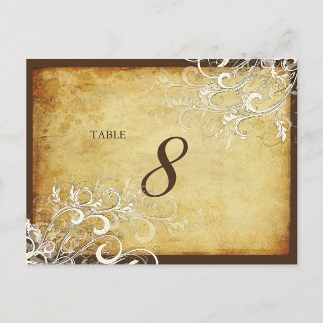 PixDezines vintage cream swirls table cards (Front)