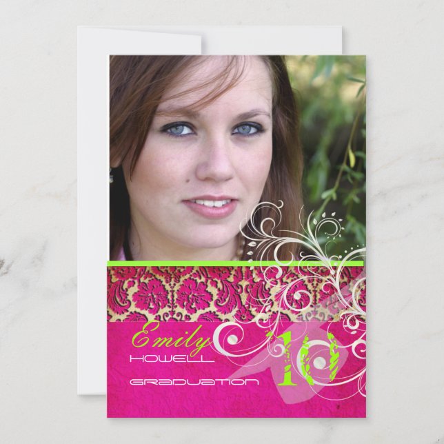 PixDezines Vintage Damask Swirl/Graduation Invitation (Front)