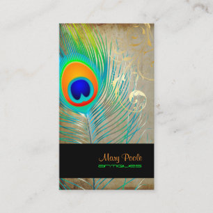 PixDezines vintage eacock+filigree swirls Business Card