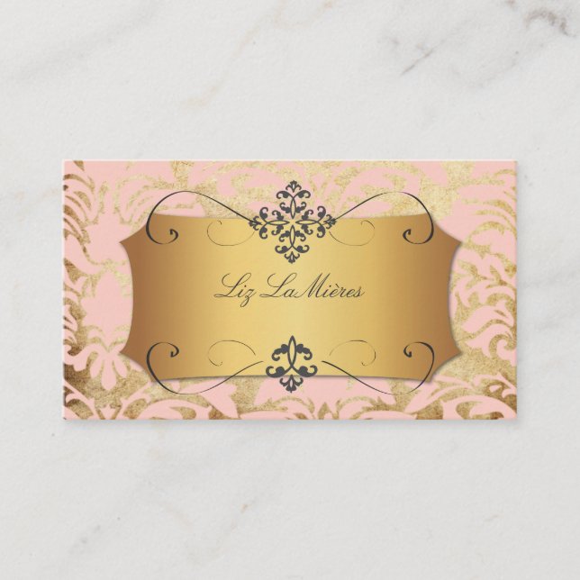 PixDezines VINTAGE FLORENTIUS DAMASK/PINK Business Card (Front)