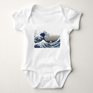 PixDezines Vintage, Great Wave, Hokusai 葛飾北斎の神奈川沖浪 Baby Bodysuit
