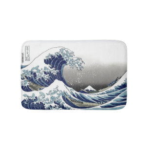 PixDezines Vintage, Great Wave, Hokusai 葛飾北斎の神奈川沖浪 Bath Mat