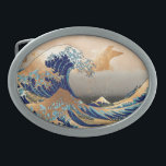 PixDezines Vintage, Great Wave, Hokusai 葛飾北斎の神奈川沖浪 Belt Buckle<br><div class="desc">PixDezinves Vintage of Japanese art with faux gold accent. The Great Wave of Kanagawa is one of the most seen worldwide. The artist,  Hokusai,  1832 (Edo Period). Depicting okinami as the great waves,  NOT tsunami.  Digitally enhanced by PixDezines.
Copyright © 2008-2014 PixDezines.com™ and PixDezines™ on zazzle.com</div>