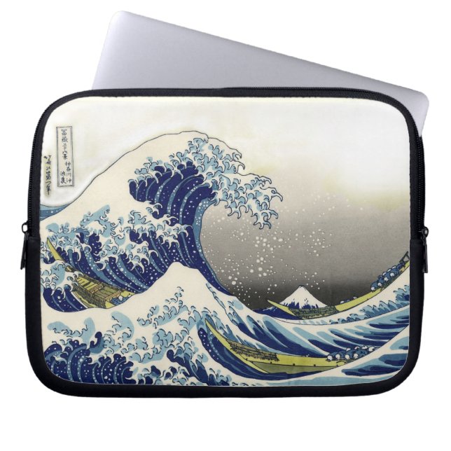 PixDezines Vintage, Great Wave, Hokusai 葛飾北斎の神奈川沖浪 Laptop Sleeve (Front)