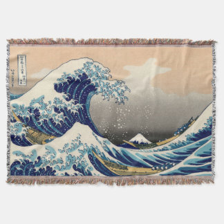 PixDezines Vintage, Great Wave, Hokusai 葛飾北斎の神奈川沖浪 Throw Blanket