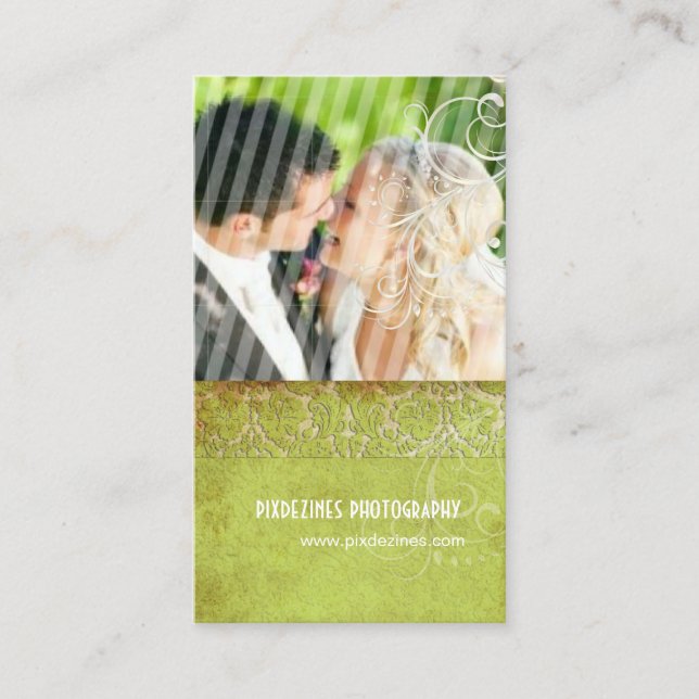 PixDezines Vintage Grunge Damask / Green Business Card (Front)