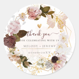 PixDezines Vintage H2 Blush Burgundy Flowers Classic Round Sticker