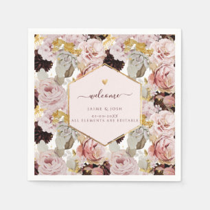 PixDezines Vintage H2 Blush Burgundy Roses Napkin