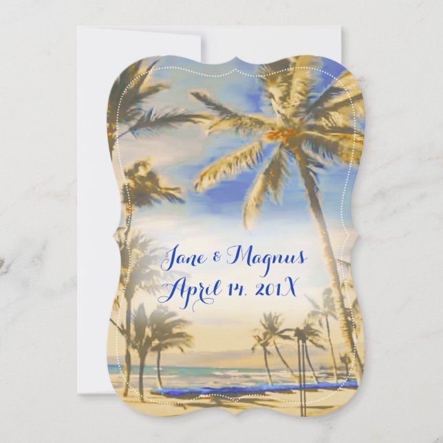 PixDezines vintage hawaiian beach/cobalt Invitation (Front)