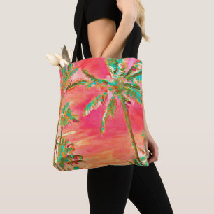 PixDezines Vintage Hawaiian Beach/Coral/Teal Tote Bag