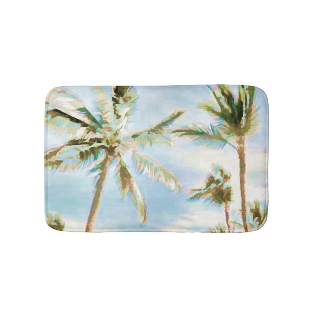 PixDezines Vintage Hawaiian Beach/Light Blue Bath Mat (Front)