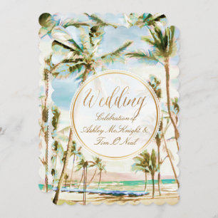 PixDezines Vintage Hawaiian Beach/Light Blue Invitation