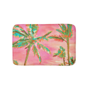 PixDezines Vintage Hawaiian Beach/Pink Bath Mat