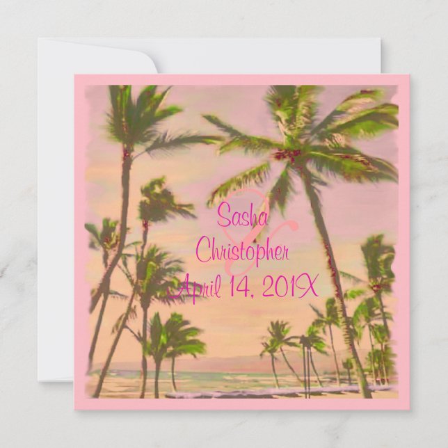 PixDezines vintage hawaiian beach/pink Invitation (Front)