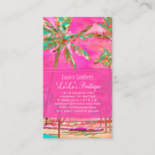 PixDezines Vintage Hawaiian Beach/Pink/Teal Business Card