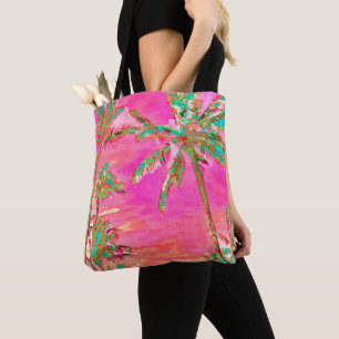 PixDezines Vintage Hawaiian Beach/Pink Tote Bag