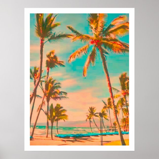 PixDezines Vintage Hawaiian Beach Poster (Front)
