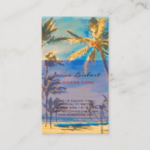 PixDezines Vintage Hawaiian Beach Scene Business Card