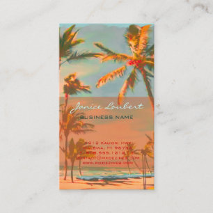 PixDezines Vintage Hawaiian Beach Scene Business Card